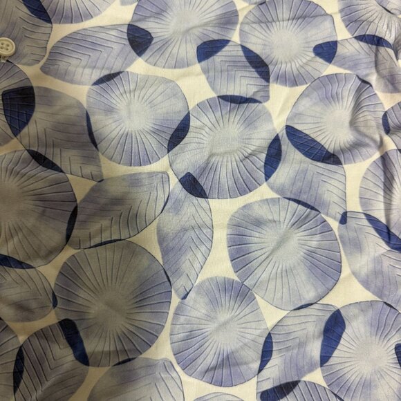 Express Mens Tropical Print blue Shirt M Tall Rayon Short Sleeve - Picture 7 of 8